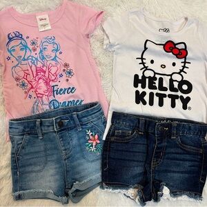 Disney Hello Kitty Toddler Outfit Bundle Shorts & Tee Shirts Size 2T